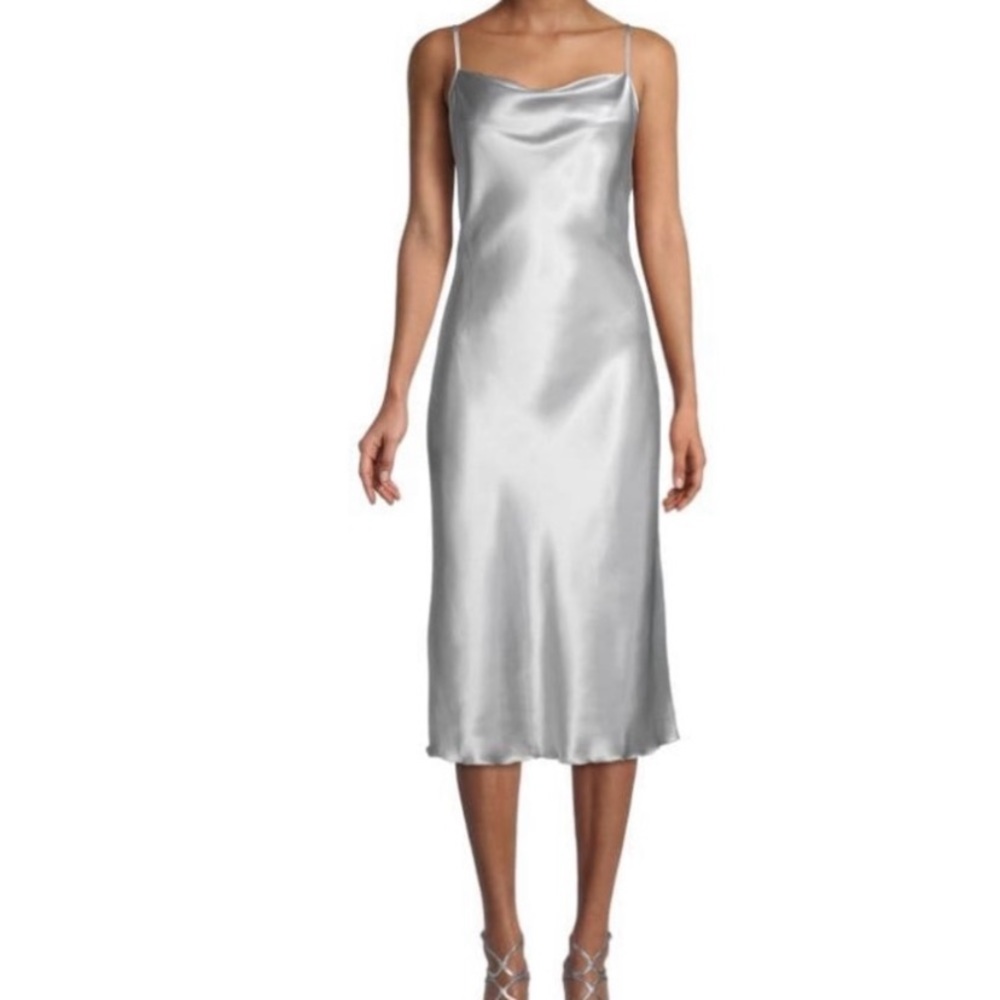 NWT Bebe Sliver Cowl Neck Satin Slip Dress